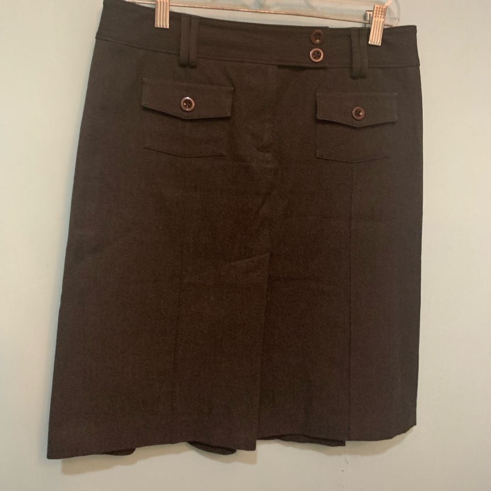 Loft 6 Preppy Minimalist Charcoal 2- Pkts A-line Tapered Waist Pleated MiniSkirt
